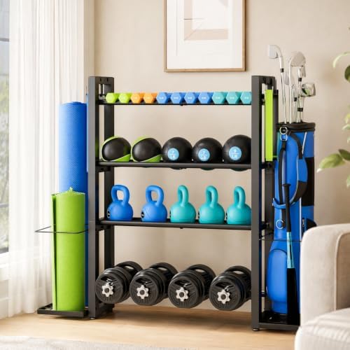4-Tier Dumbbell Rack with Yoga Mat Holder, Home Gym Weight Rack - Image 6