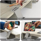 Simple Houseware Desk Dual Monitor Stand Riser with Drawer, Maple - Image 4