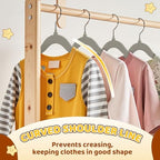 Flottian 36-Pack Baby and Kids Velvet Hangers with Clips, Non Slip and Space-Saving Kids Pants Hangers for Baby/Toddler Pants, Skirts, Coats, Gray - Image 5