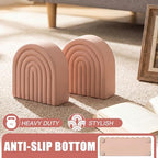 Soft Coral 2 Pcs Boho Arch Concrete Bookends for Shelves, Rainbow - Image 3