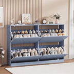 Blue Hidden Shoe Storage Cabinet for Entryway with 4 Flip Drawers - Image 6