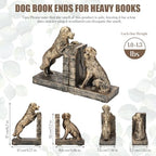 Tatuo 2 Pcs Decorative Golden Brass Dog Bookends for Shelves - Image 2
