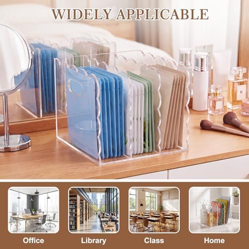 1 PC Scalloped Acrylic Magazine Holder, File Organizer, Handle Cutout Style - Image 6