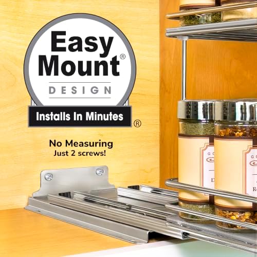 LYNK PROFESSIONAL® Pull Out Spice Organization for Cabinets - 6-3/8 inch Wide – Spice Rack for Inside Cabinets, Slide Out Spice Rack Organizer for cabinet – Pull Out Spice Rack, Sliding 2 Tier Chrome - Image 3