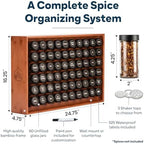AllSpice Spice Rack Organizer, Wood, 525 Unique Labels, Countertop or Wall Mount, Includes 60 4oz Jars- Cherry Stain - Image 3
