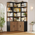 FINETONES 74" Tall Corner Bookshelf, Wooden Bookshelf with Doors by finetones