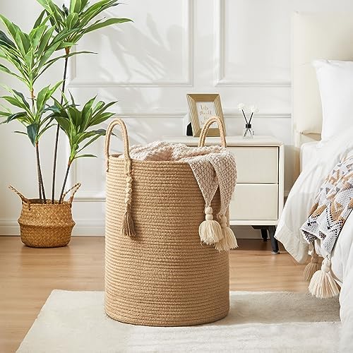 Fiona's magic Jute Rope Laundry Hamper, 58L Tall Blanket Storage - Image 2