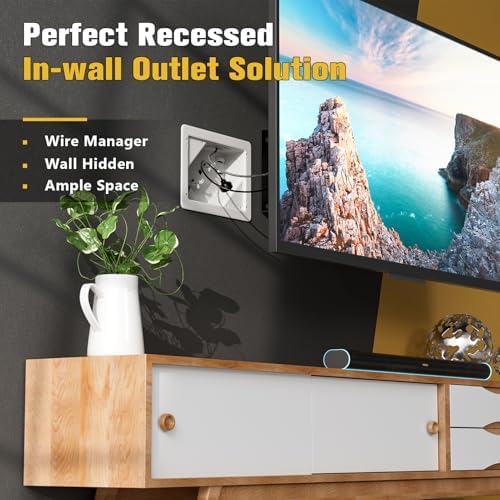 in-Wall TV Box with Flange for Home Theater Installation, Cord Hider for Wall Mounted TV, with 2 Duplex Outlets, Cable Bracket, LV Cable & 1-1/2" ENT Entrance, Ideal for New or Retrofit Job, 2 Pack - Image 2