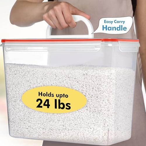 Shazo 2 PC (11L | 372 oz) Flour Sugar Storage Containers with Easy Carry Handle - Plastic Extra Large Food Storage Containers with Lids for Rice Cereal, BPA Free & Airtight Kitchen Pantry Organization - Image 2