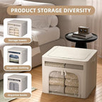 FHSQX 6 Pack Foldable Storage Bins for Clothes Clothes Storage Bins with Metal Frame Stackable Storage Box with Lid (Cream White, 19.7x15.7x13.8 inch (70L)) - Image 4