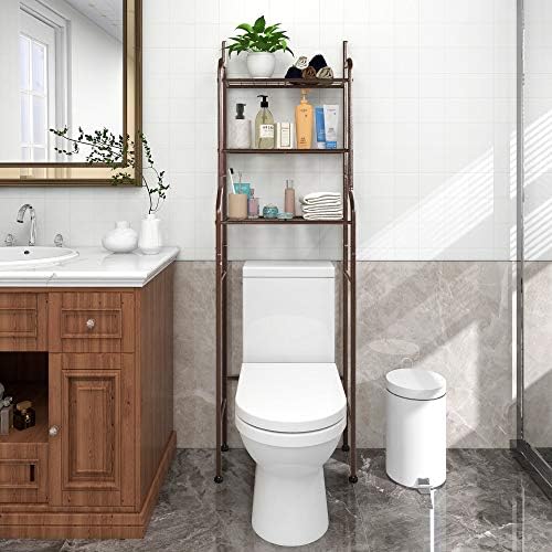 3-Shelf Bathroom Organizer Over Toilet, Space Saver Storage, Brown by HAHRIR