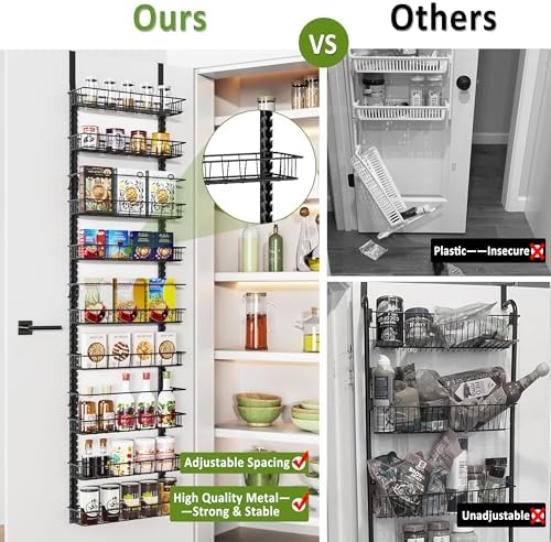 Churboro 9 Tier Over Door Pantry Organizer, 2-in-1 Adjustable Spice Rack - Image 4