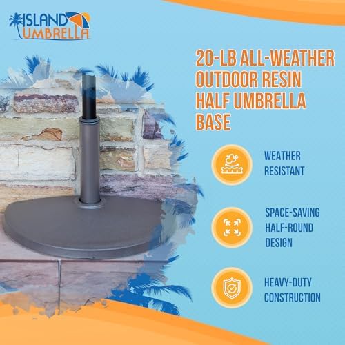 Island Umbrella Resin Half Round Umbrella Base, Brown 20-lbs - Image 4