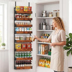 Over The Door Pantry Organizer, 8 Tier Spice Rack with Adjustable Wooden Basket, 2 IN 1 Wall Mount or Hanging Seasoning Organizer, Heavy-Duty Pantry Door Storage Shelf for Kitchen, Laundry Room - Image 7
