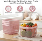 MorningRo 4 Pack Pink Metal Mesh Basket with Handles, Medium - Image 4