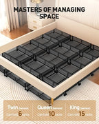 Under Bed Storage With Wheels, 4 Pack Foldable Pattern Carved Metal Under Bed Storage Containers, 60L Rolling Underbed Storage, Easy Assembly Under The Bed Storage for Shoes, Clothes, Blankets... - Image 6