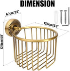 Vintage Bronze Wall Mounted Toilet Paper Holder – Antique Brass Bathroom Accessories Tissue Dispenser with Stable Metal Stand, Wire Basket Storage Rack - for Roll with Diameter <5inch Only - Image 2