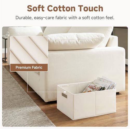 StorageWorks Fabric Storage Bins for Shelves, Large, 4-Pack, Ivory - Image 7