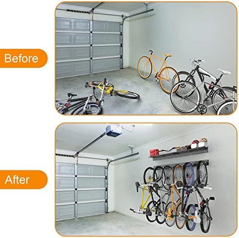 TORACK Wall Mounted Bike Storage Rack with Shelf, 6 Bikes Hangers - Image 6