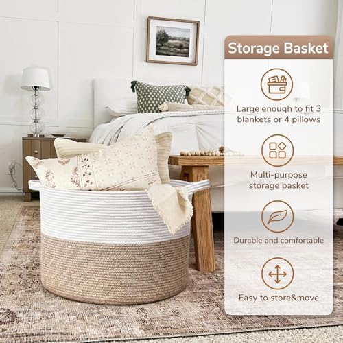 Goodpick Large Woven Basket for Blankets Fit Nursery & Living Room, 85L - Image 4