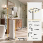 BESy Toilet Paper Holder Stand Bathroom Tissue Free Standing Brushed Nickel - Image 4