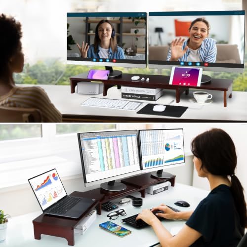Nnewvante Bamboo Monitor Riser, 60 inch Upgrade Height Large TV Riser - Image 3