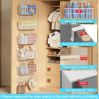 Hongtamoya Over The Door Organizer, Hanging Door Organizer with 5 Metal Baskets, Behind The Door Storage for Pantry Closet Bedroom Bathroom Cabinet Kitchen, White - Image 5