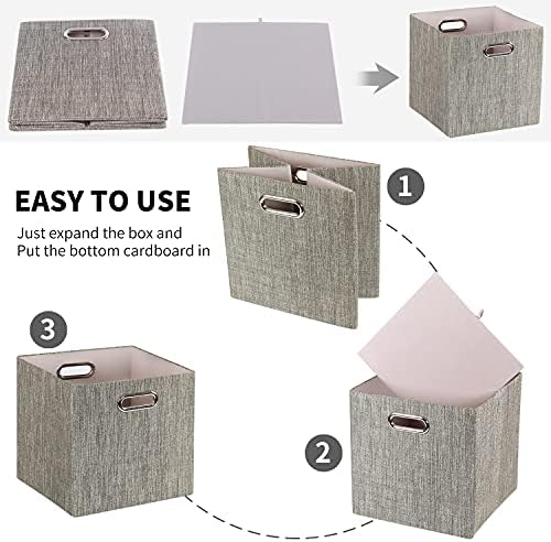 Posprica Storage Bins,11×11 Foldable Storage Cubes Boxes Container Closet Organizer Shelf Cabinet Bookcase,Thick Fabric Drawer Container - 4pcs,Coffee - Image 5