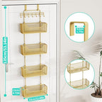 HapiRm Over The Door Organizer - Hanging Door Organizer with 4 Metal Large Capacity Baskets and Adjustable Coat Hook for Bathroom Bedroom Kitchen Pantry Closet Cabinet - Image 3