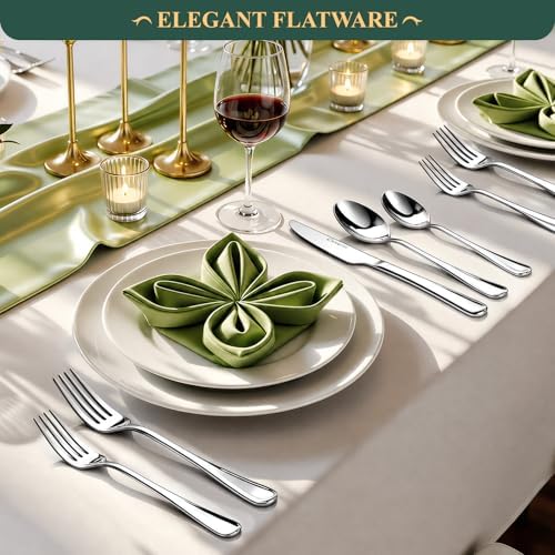 49-Piece Silverware Set with Bamboo Organizer,Flatware Utensil Set for 8 - Image 6
