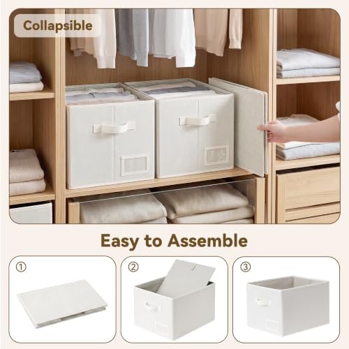 GRANNY SAYS Closet Shelf Baskets, Pearl White, Extra Large, 3-Pack - Image 6