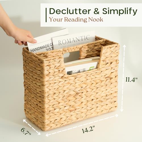 Chi An Home Wicker Magazine Basket Water Hyacinth Handwoven Magazine Holder - Image 6