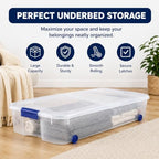66 Qt Plastic Under-Bed Storage Bin with Wheeled&Lid for Home and Closets - Image 2