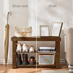 Pipishell 3 Tier Bamboo Shoe Rack Bench for Entryway, Yellow Brown - Image 5