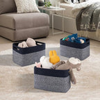 4 Pack Storage Baskets for Organizing, Woven Baskets for Shelves - Perfect for Toys, Books, Towels, and Clothes, Durable Gift Basket Bins Toy Storage, 12.7''L x9''W x7.8''H, Blue and Grey - Image 4