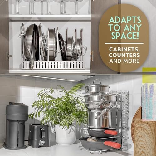 Upgraded Pan Organizer Rack for Cabinet with 3 DIY Methods (Silver) - Image 3