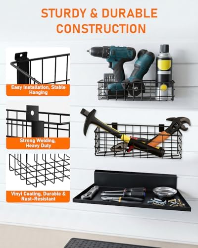12Pcs Slatwall Baskets Kit, Slatwall Accessories Slat Wall Hooks, Shelves - Image 6
