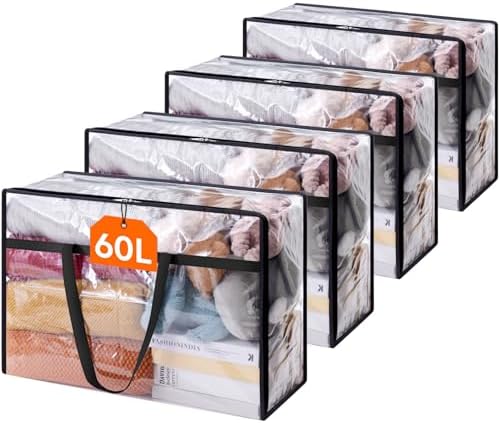 Lifewit 60L Clear Clothes Storage Bags,Plastic Foldable Blanket Storage Bag by Lifewit