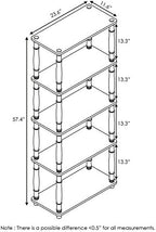 Furinno Turn-N-Tube 5-Tier Multipurpose Shelf / Display Rack / Storage Shelf / Bookshelf, Classic Tubes, Sonoma Oak/White - Image 3