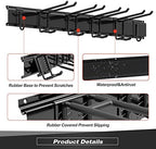 Sttoraboks Garage Wall Organizer, Heavy Duty Tool Hangers for Garage Wall with 6 Double Hooks & 2 Rails, Tool Organizer Wall Mount, Garage Hanging Storage Rack for Shovel, Rake, Broom and Ski Gear - Image 4