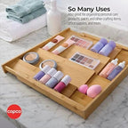 Copco Bamboo Expandable Spice Organizer Drawer and Counter Lazy Susan Turntable Style Tiered Rack - Adjustable 4-Tier Natural Wood Kitchen Spice Storage Organizer for Cabinet, Pantry, or Bathroom - Image 4