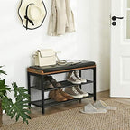 VASAGLE Shoe Bench, Padded Storage Bench with Mesh Shelf - Image 2