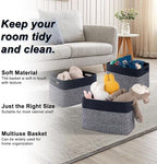 4 Pack Storage Baskets for Organizing, Woven Baskets for Shelves - Perfect for Toys, Books, Towels, and Clothes, Durable Gift Basket Bins Toy Storage, 12.7''L x9''W x7.8''H, Blue and Grey - Image 3