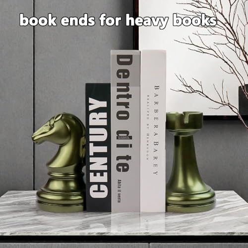 jinhuoba Decorative Bookends Chess Bookends, Aeneous Heavy Book Ends Stopper, Modern Book Ends for Shelves Office Home Desk Bookrack, 7"(L) x4(W) x7(H), 1Pair/2Piece - Image 2