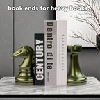 jinhuoba Decorative Bookends Chess Bookends, Aeneous Heavy Book Ends Stopper, Modern Book Ends for Shelves Office Home Desk Bookrack, 7"(L) x4(W) x7(H), 1Pair/2Piece - Image 2
