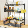SNSLXH 3 Tiers 6 Baskets Dish Drying Rack, 24.8"-35.4",Over Sink Dish Drying Rack, 3-Tier Large Sink Rack for Kitchen, Extensible and Adjustable, Saving Kitchen Space by SNSLXH