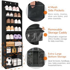 3in1 Over The Door Shoe Organizer with 5 Slanted Compartments,Removable Storage Bin & Transparent Pockets,Thickened Waterproof Oxford Fabric Shoes Rack for Shoes,Boots,Toys,Daily Essentials. (Black) - Image 4
