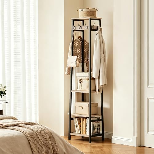 Coat Rack Freestanding with 3 Shelves and 7 Hooks - Image 2