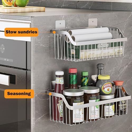 SUS304 Stainless Steel Wire Basket, Hanging Wall Organizer Cabinet Storage Basket, Wall Mounted Shelves for Home Kitchen Bathroom, 2-Pack - Image 4
