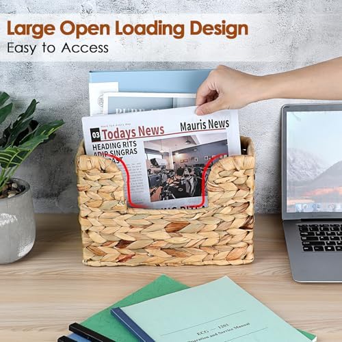 BTSKY Woven Magazine Holder, Hanging Water Hyacinth Mail Baskets for Wall - Image 5